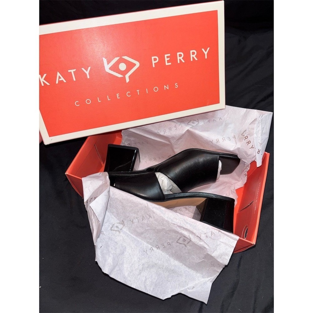 Katy Perry Collections The Gemm slide 5.5 Black Slip-On Mule Sandals Square Toe